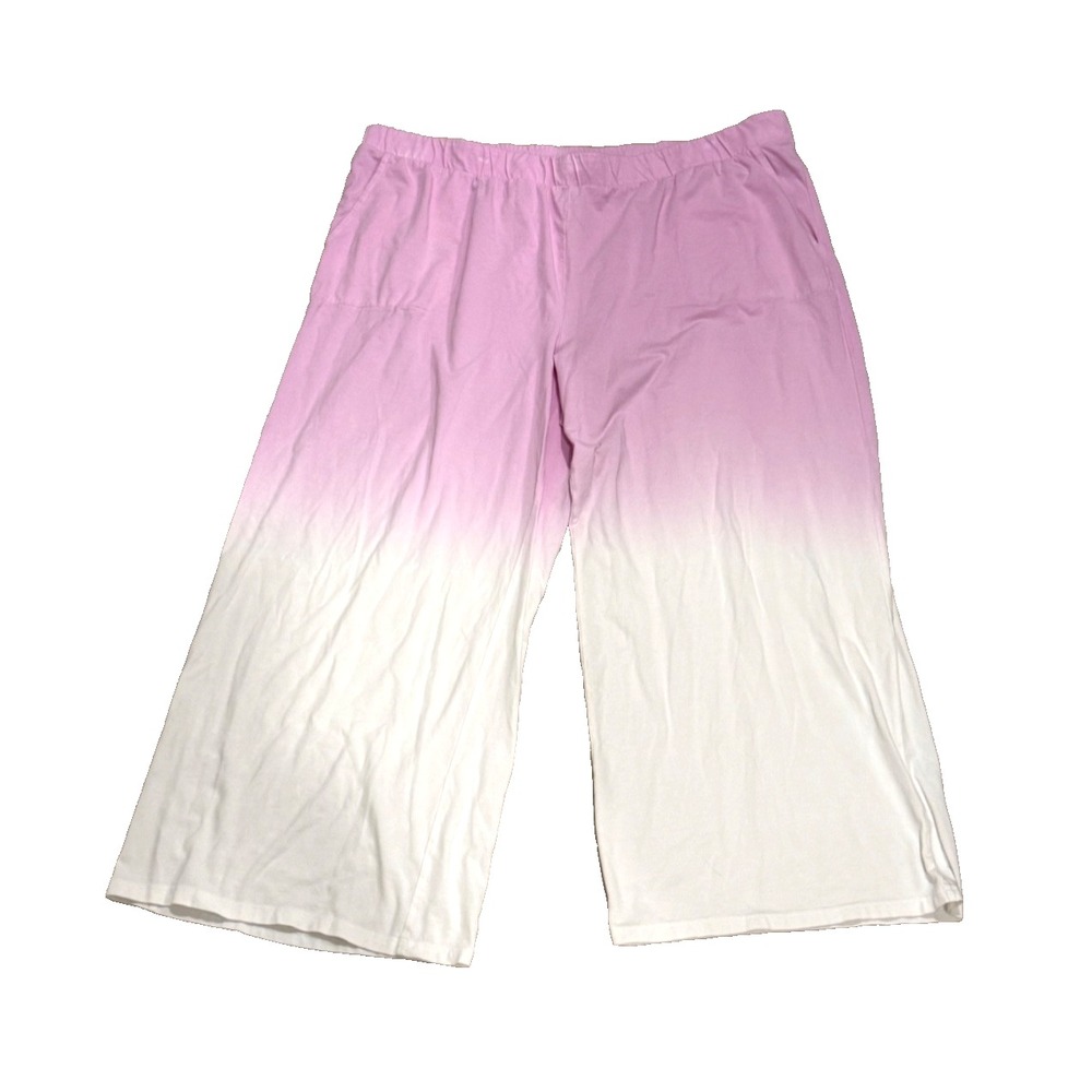 AnyBody Women's Wide Leg Jersey Pants; Stretch; Ombre Pink/White; Size XL